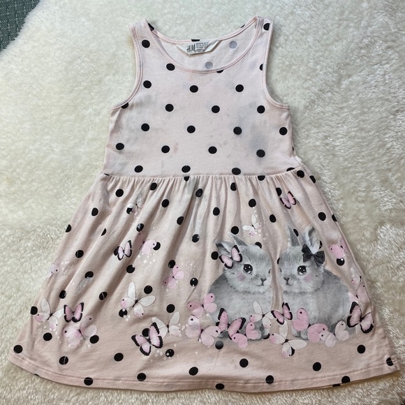 H&m 2-4y polka dot w/ bunny dress - Picture 1 of 3